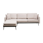 Divano angle o sinistro in tessuto écru 245x180x43cm Reya - Home Design