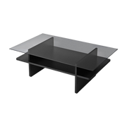 Mesa de centro rectangular de madera negra y cristal ahumado 105 x 65 x 35 cm Saga - Home Design