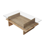 Rectangular wood and glass coffee table 105x65x35cm Saga - Home Design