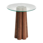 Wooden side table with glass top, 45x50cm Pianeta - Home Design
