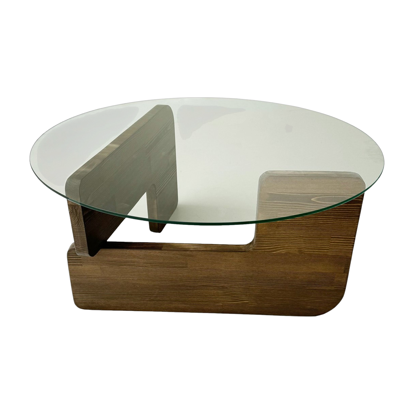 Couchtisch aus dunklem Holz mit runder Glasplatte 75 x 35 cm Mia – Home Design