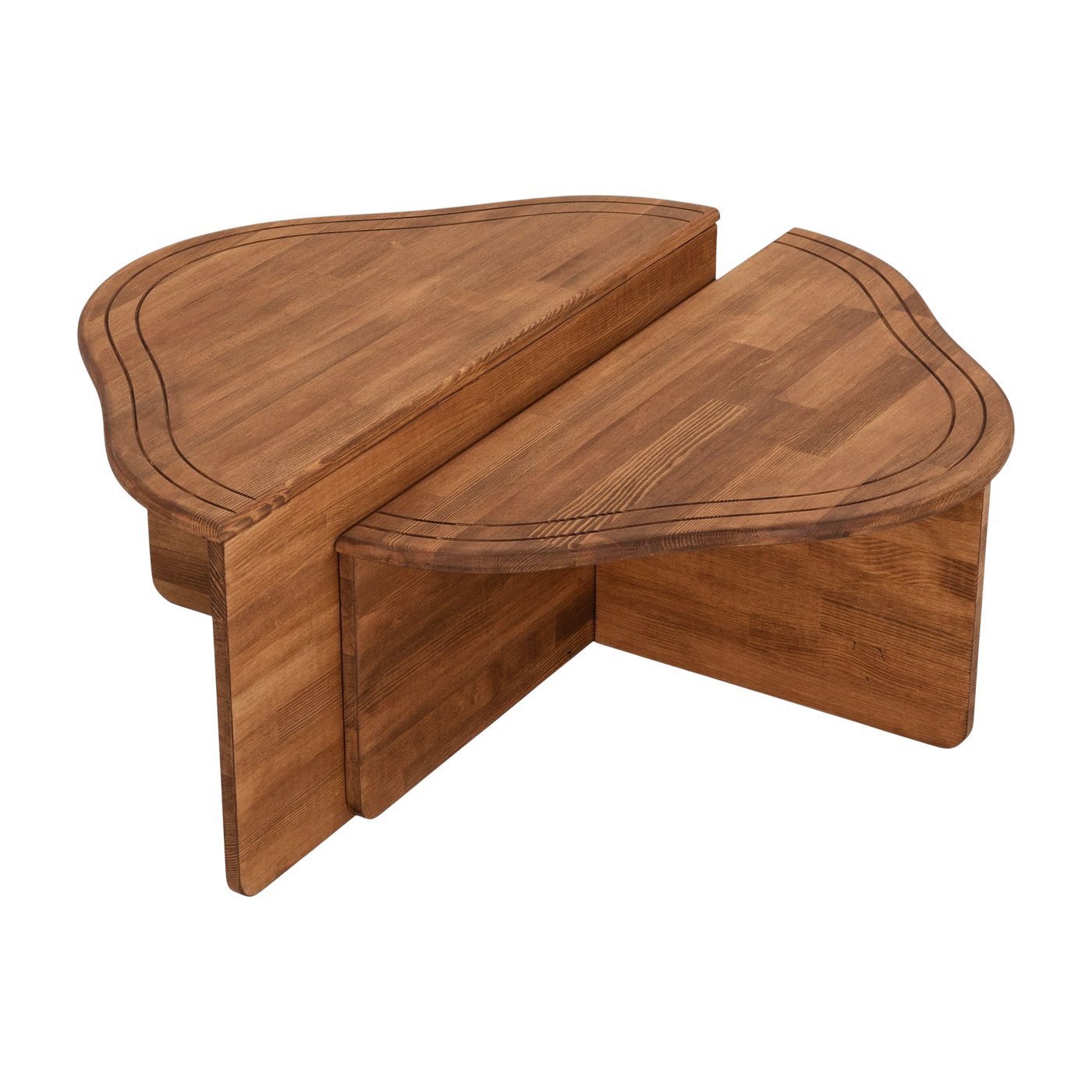 Mesa de centro asimétrica de madera 90x40x45cm Altopiano - Home Design