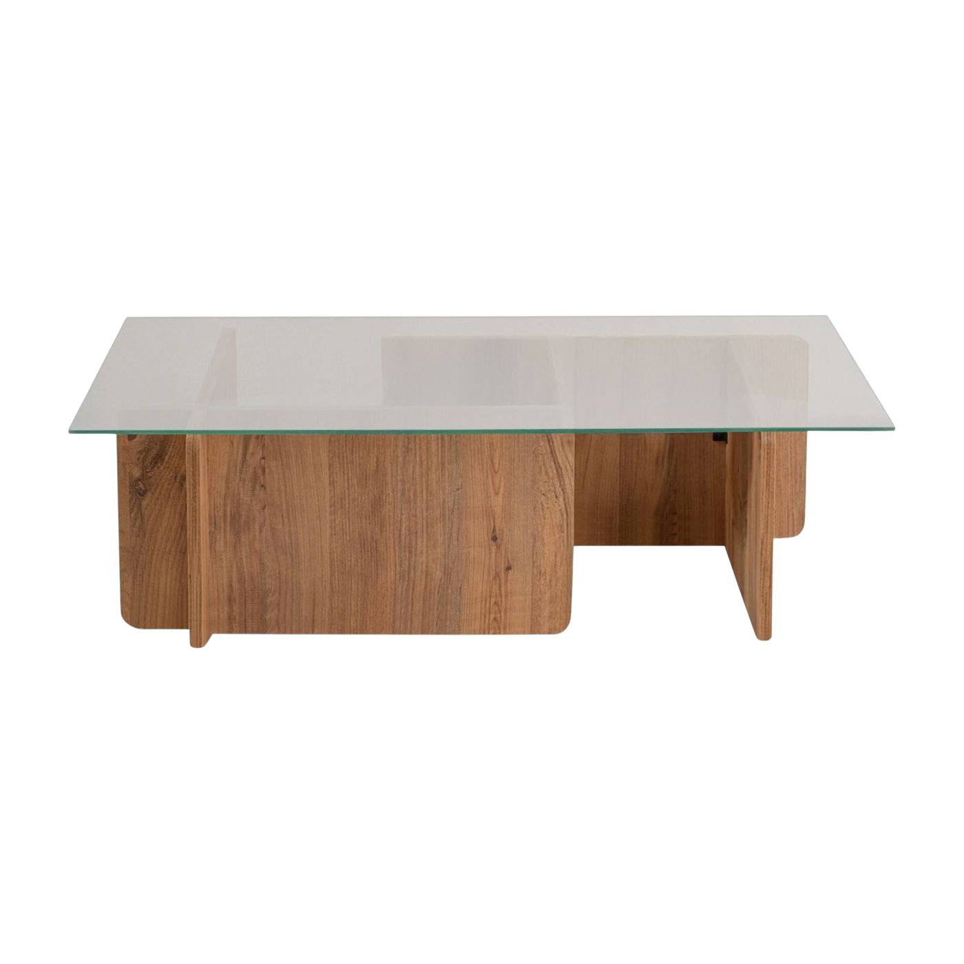 Mesa de centro rectangular de madera y tablero de cristal 105 x 65 x 30 cm Flavio - Home Design