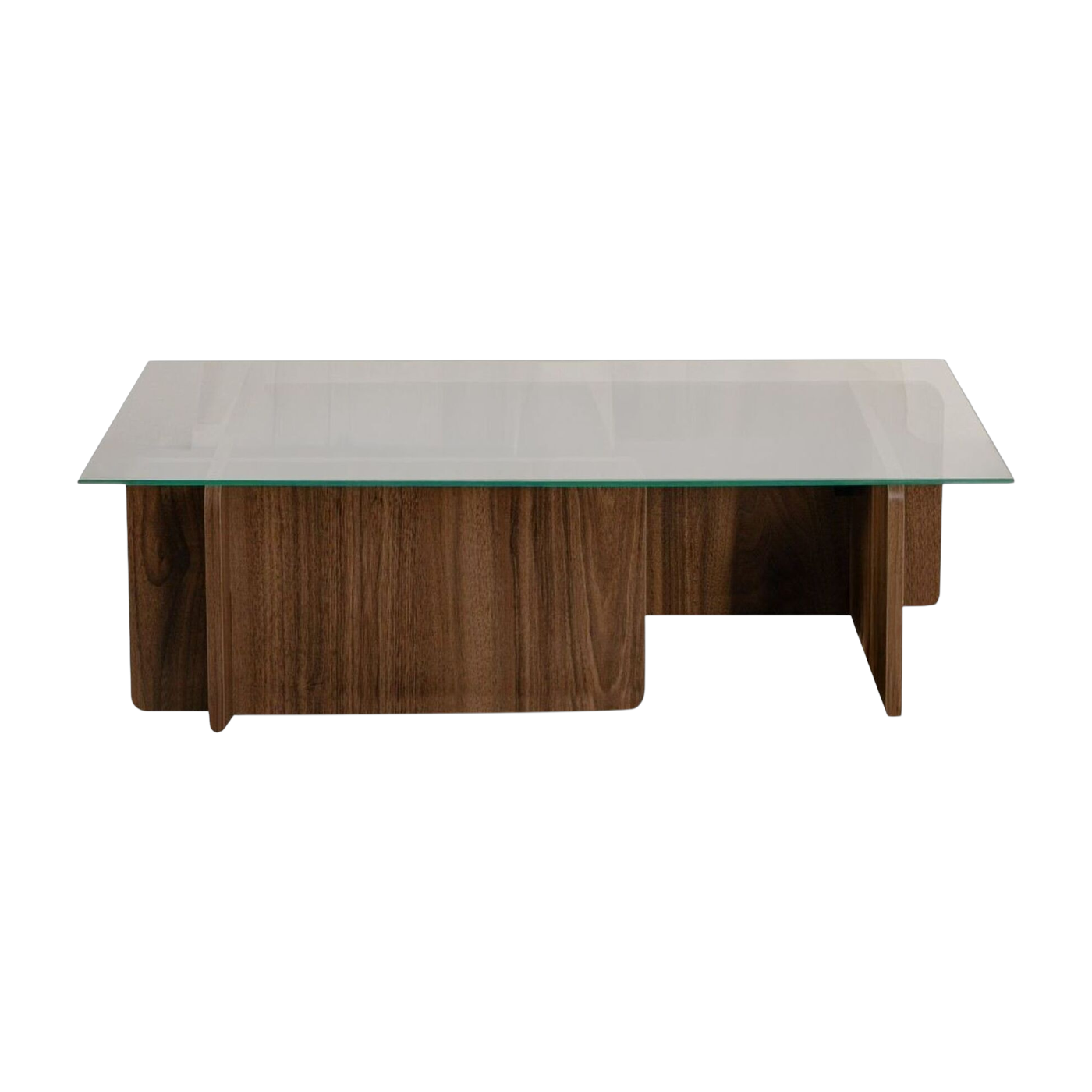 Table basse rectangulaire en bois foncé et plateau en verre105x65x30cm Flavio - Home Design