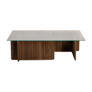 Rectangular coffee table in dark wood with glass top 105x65x30cm Flavio - Home Design