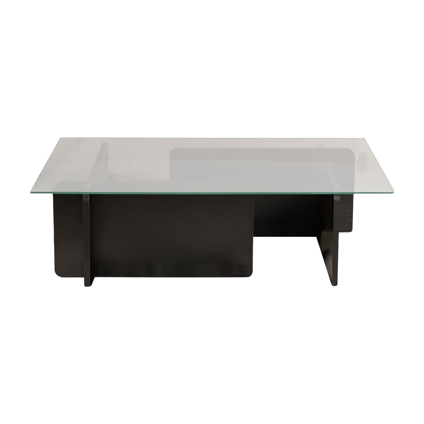 Rechteckiger Couchtisch aus schwarzem Holz und Glasplatte 105 x 65 x 30 cm Flavio – Home Design