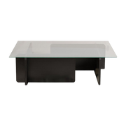 Mesa de centro rectangular de madera negra y tablero de cristal 105 x 65 x 30 cm Flavio - Home Design