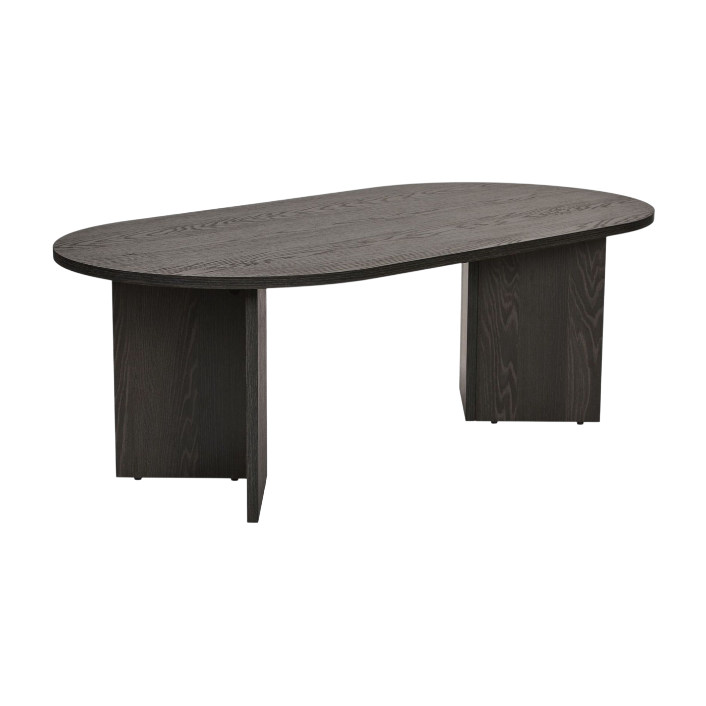 Ovaler Couchtisch aus schwarzem Holz, 119 x 69 x 40 cm, Sandfarben – Home Design