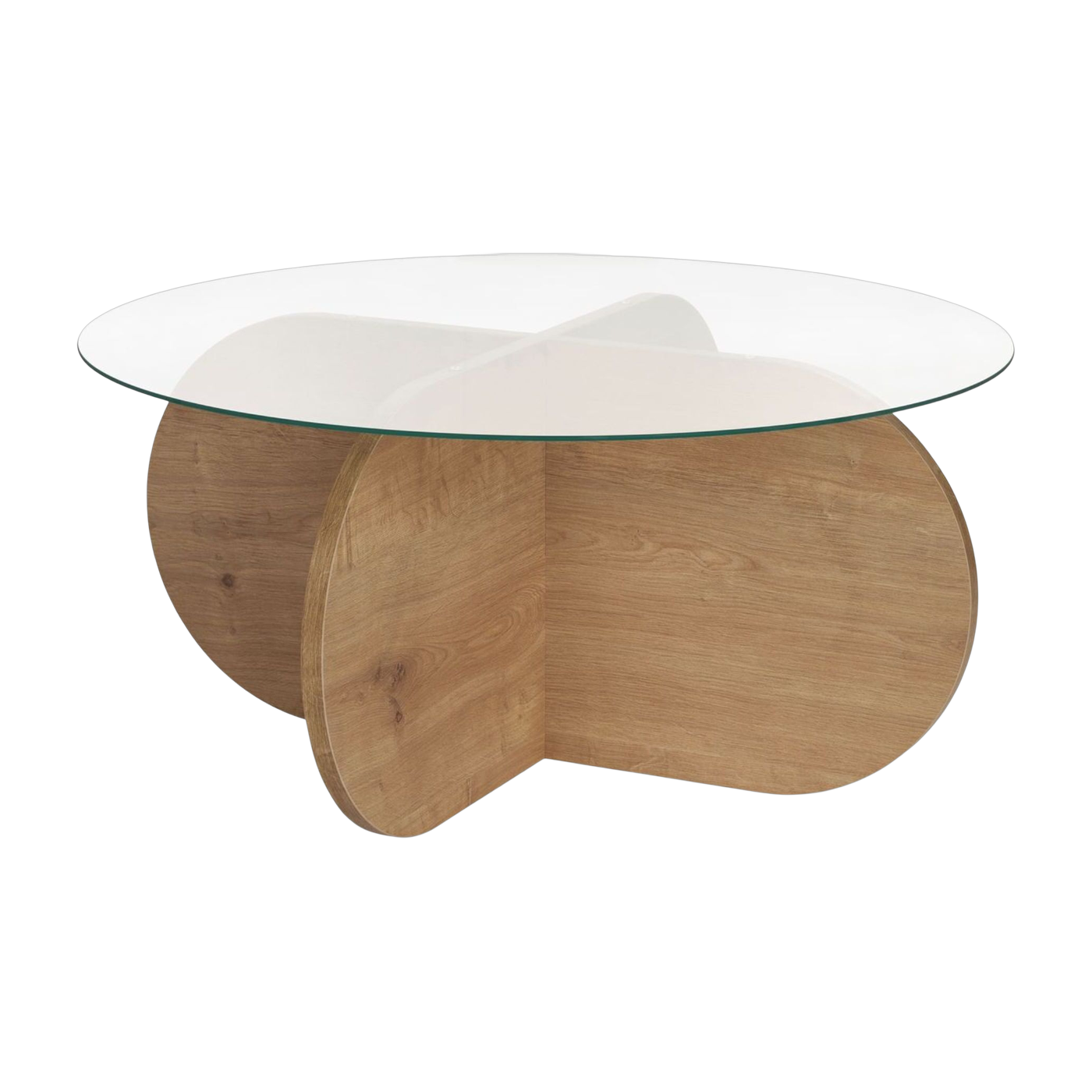 Mesa de centro de madera clara y tablero de cristal 75 x 35 cm Aeris - Home Design