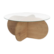 Couchtisch aus hellem Holz und Glasplatte 75 x 35 cm Aeris – Home Design