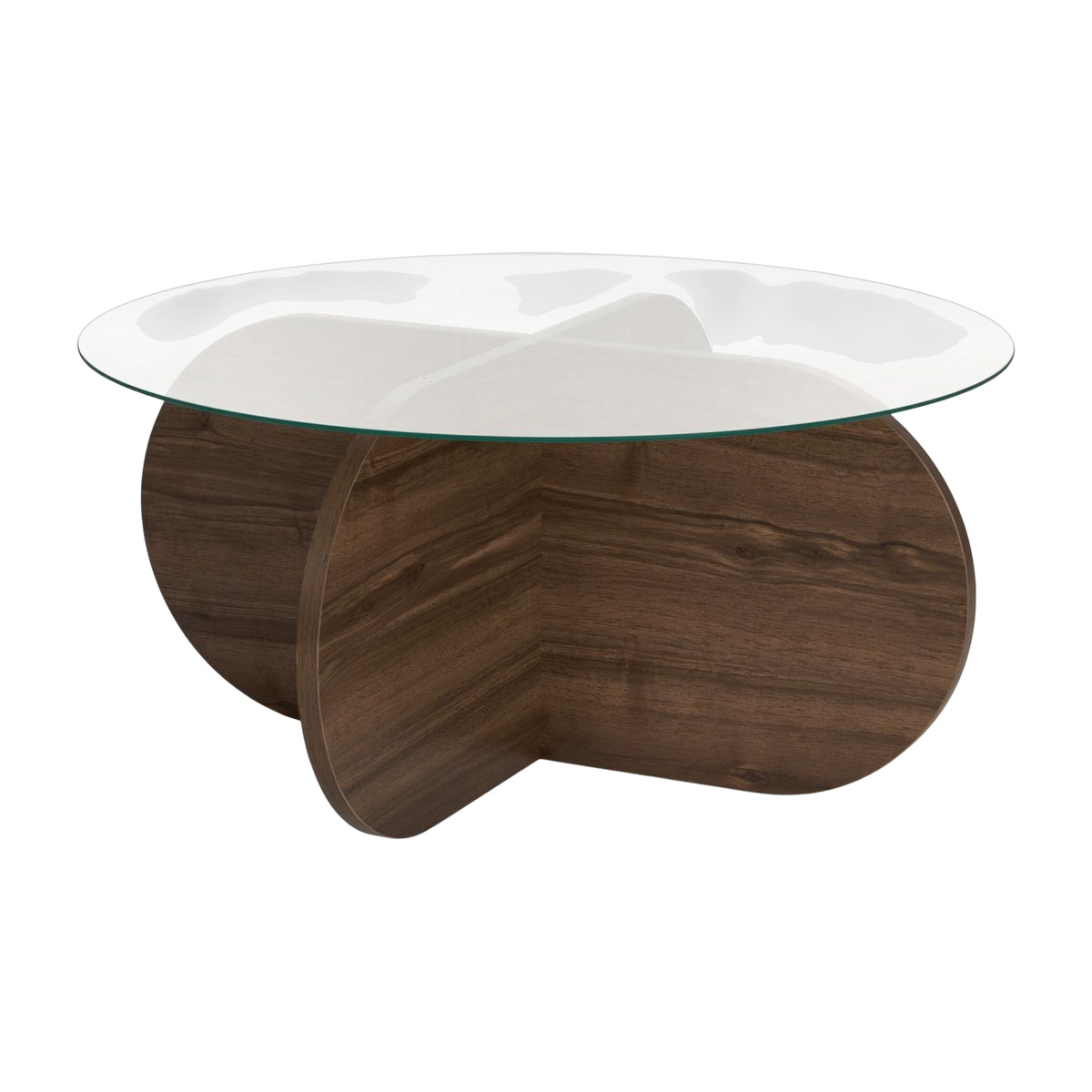 Mesa de centro de madera oscura y tablero de cristal 75 x 35 cm Aeris - Home Design