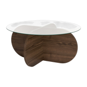 Dark wood coffee table with glass top, 75x35cm Aeris - Home Design