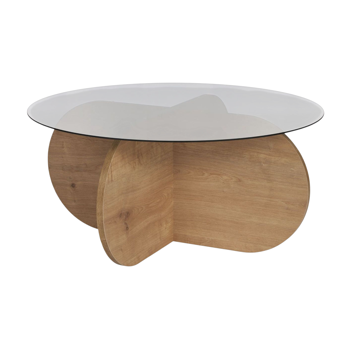 Mesa de centro de madera clara y tablero de cristal ahumado 75 x 35 cm Aeris - Home Design