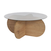 Couchtisch aus hellem Holz und Rauchglasplatte 75 x 35 cm Aeris – Home Design