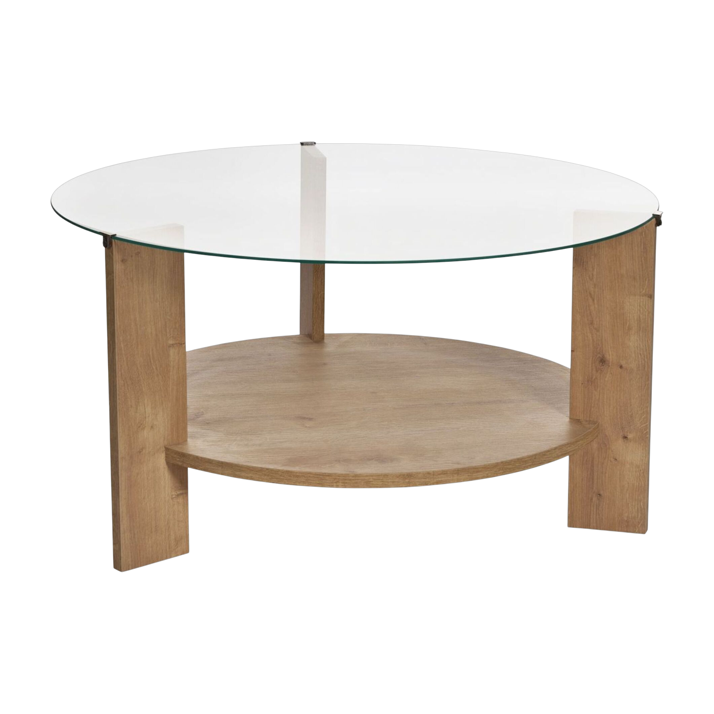 Mesa de centro « ronde » en madera clara y tablero de cristal de 75 x 40 cm Clara - Home Design