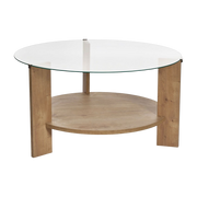 Mesa de centro « ronde » en madera clara y tablero de cristal de 75 x 40 cm Clara - Home Design