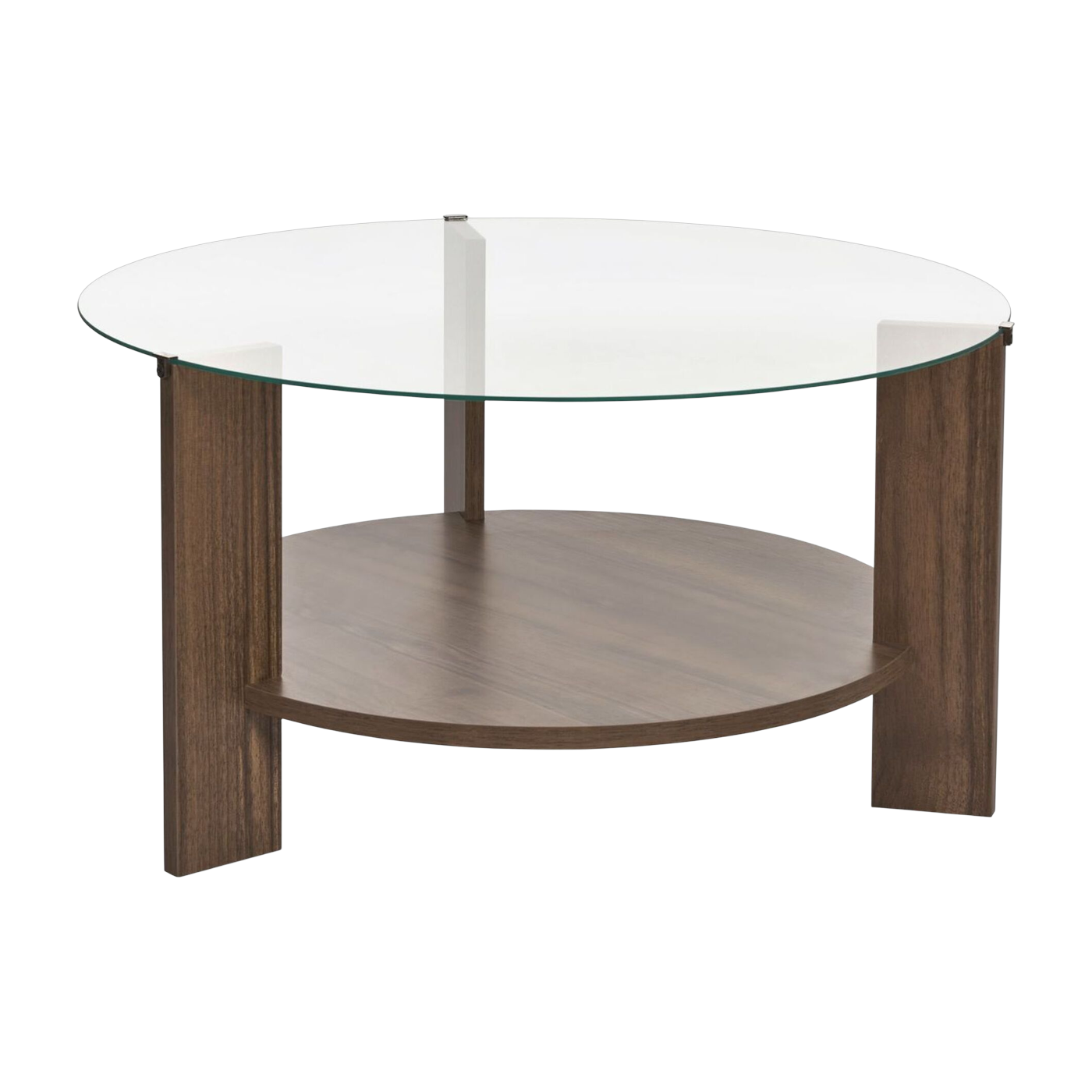 Mesa de centro ronde de madera oscura y tablero de cristal 75 x 40 cm Clara - Home Design
