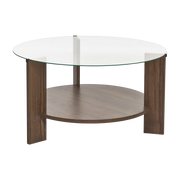 Mesa de centro ronde de madera oscura y tablero de cristal 75 x 40 cm Clara - Home Design