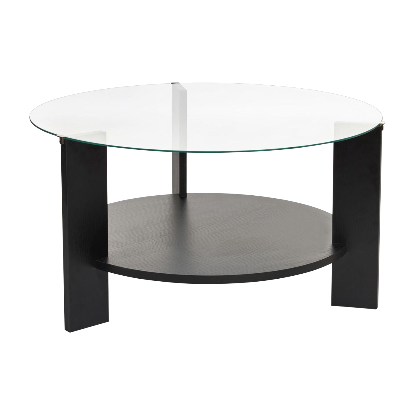 Couchtisch „ ronde ” aus schwarzem Holz mit Glasplatte, 75 x 40 cm Clara - Home Design
