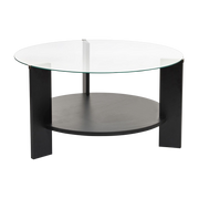 Couchtisch „ ronde ” aus schwarzem Holz mit Glasplatte, 75 x 40 cm Clara - Home Design