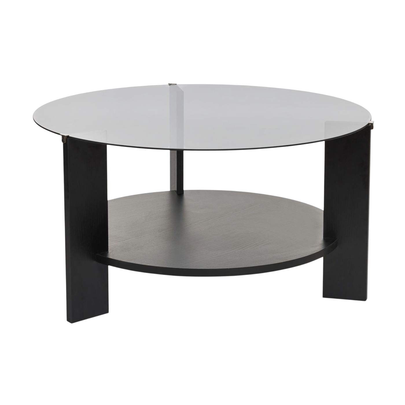 Couchtisch „ ronde ” aus schwarzem Holz und Rauchglasplatte 75 x 40 cm Clara - Home Design