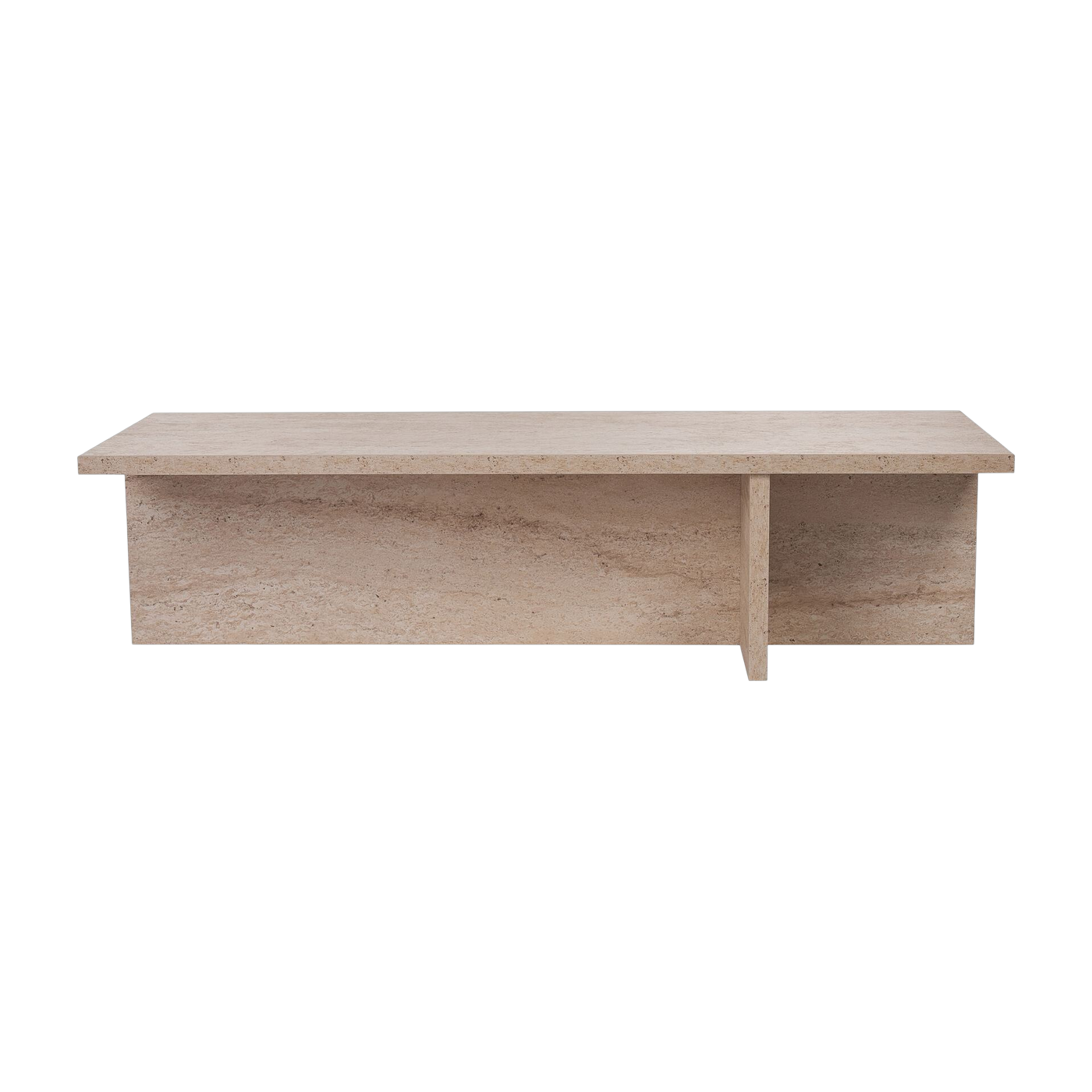 Table basse rectangulaire en bois effet travertin 120x45x35cm Harbor - Home Design