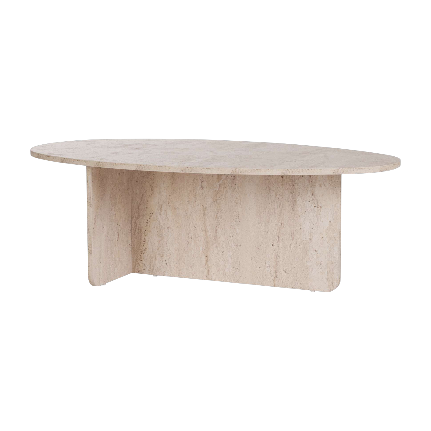 Table basse ovale en bois effet travertin 120x65x40cm Orba - Home Design