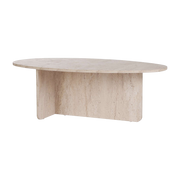 Table basse ovale en bois effet travertin 120x65x40cm Orba - Home Design
