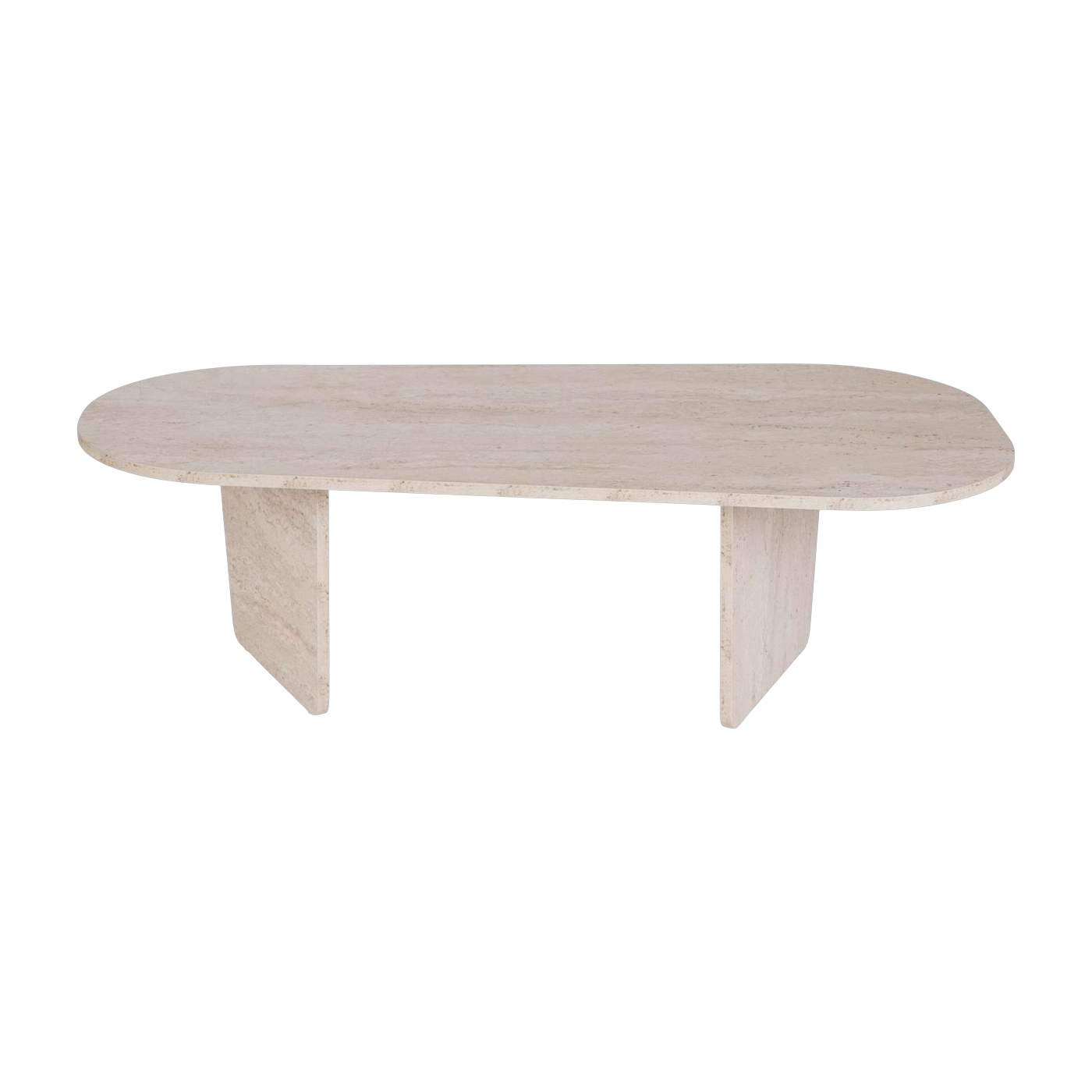 Table basse en bois effet travertin 130x65x40cm Ovalis - Home Design