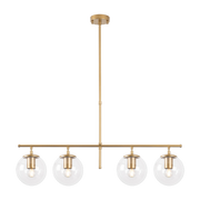 Gold metal pendant light with transparent globes 15x81x36cm Roe - Home Design
