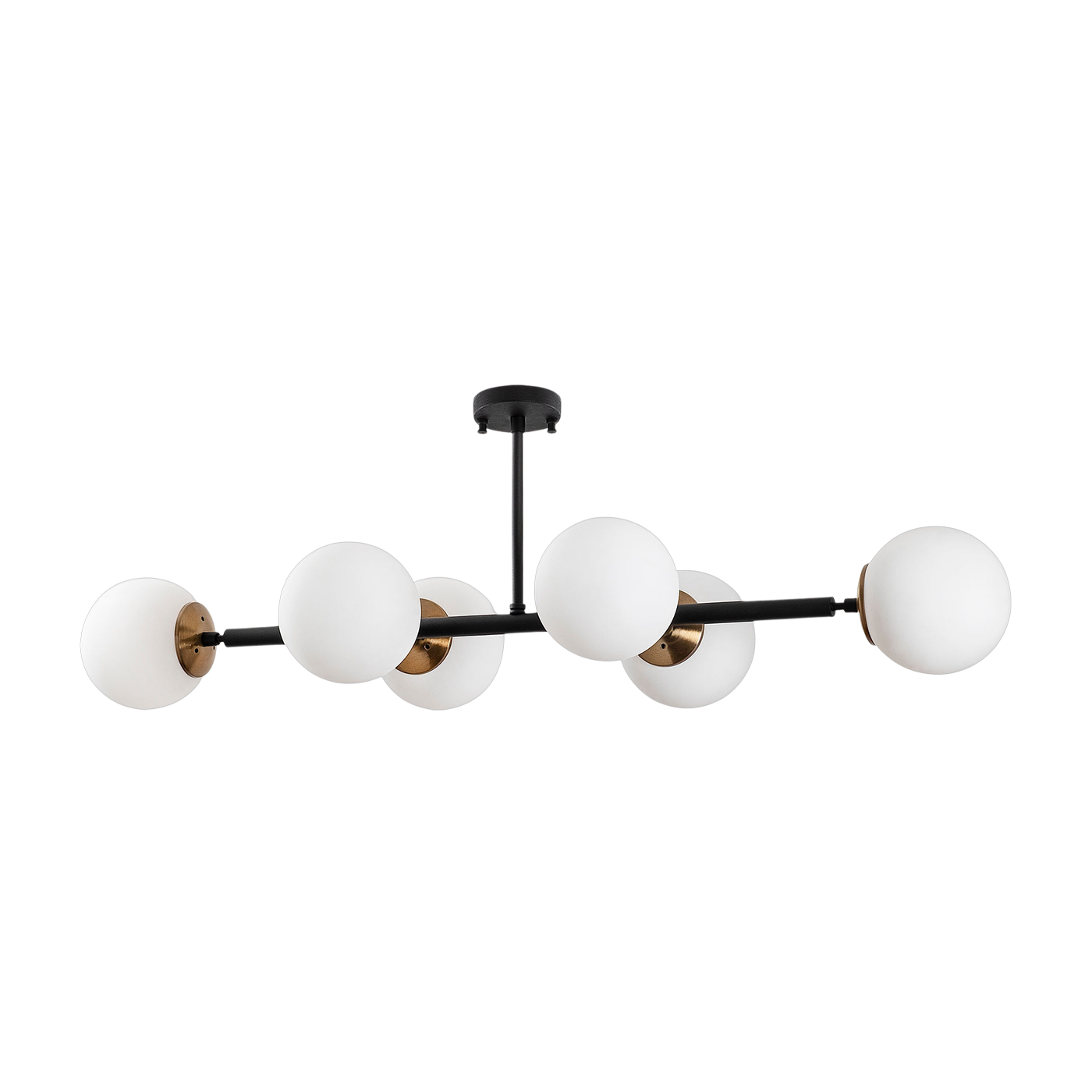 Schwarze Metallaufhängung mit opaken Glas globes en 110 x 40 x 35 cm Fazli – Home Design