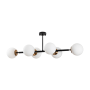 Sospensione in metallo nero con globes e opache 110x40x35cm Fazli - Home Design