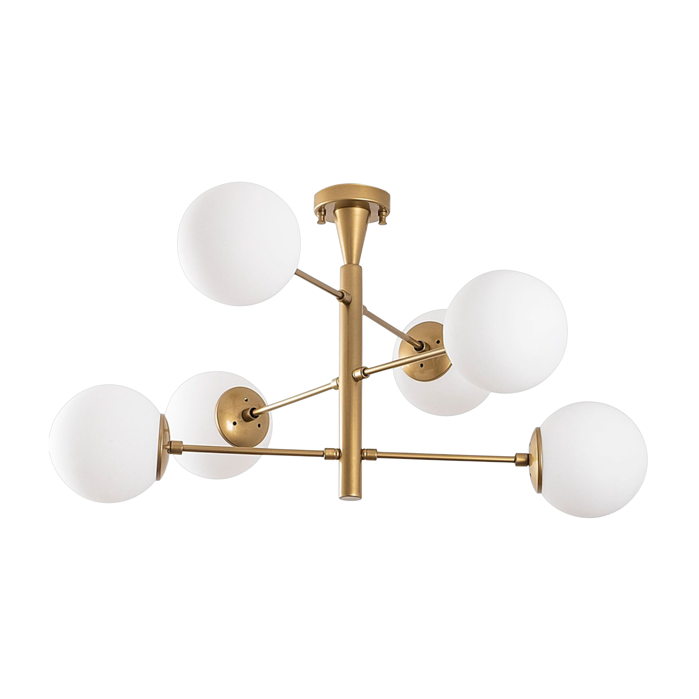 Lampadario dorato con sei globes e opache 75x40cm Arge - Home Design