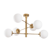 Suspension doré  avec six globes opaques 75x40cm Arge - Home Design