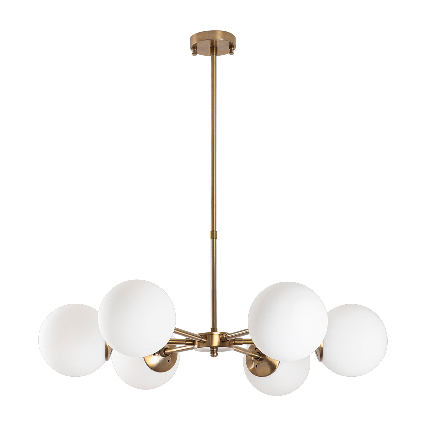 Suspension en métal doré avec des globes opaques 73x35cm Akkas - Home Design