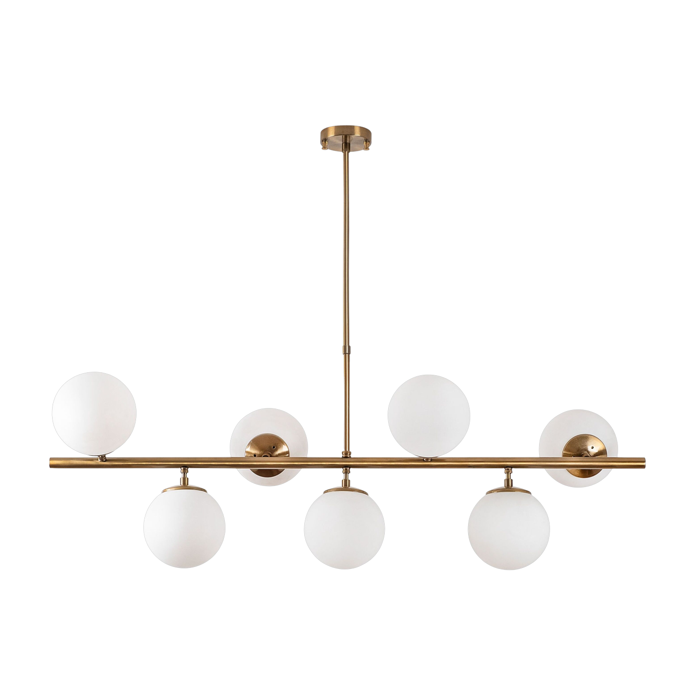 Suspension en métal doré avec des globes opaques rosé 40x113x46cm Fazli - Home Design