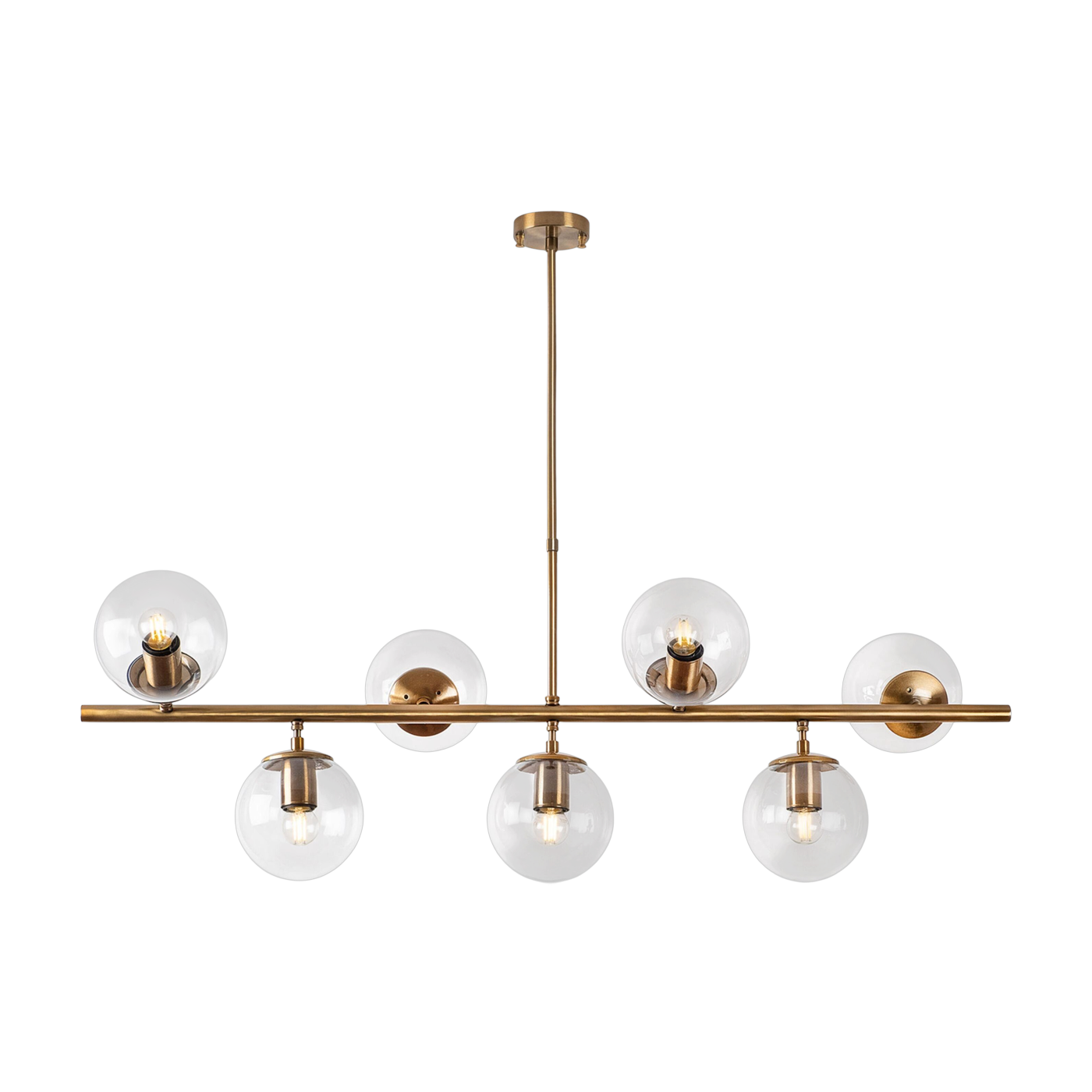 Suspension en métal doré avec des globes transparent 40x113x46cm Fazli - Home Design