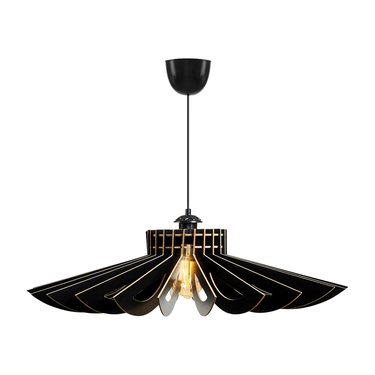 Lámpara colgante de madera negra 68 x 16 x 50 cm - Home Design