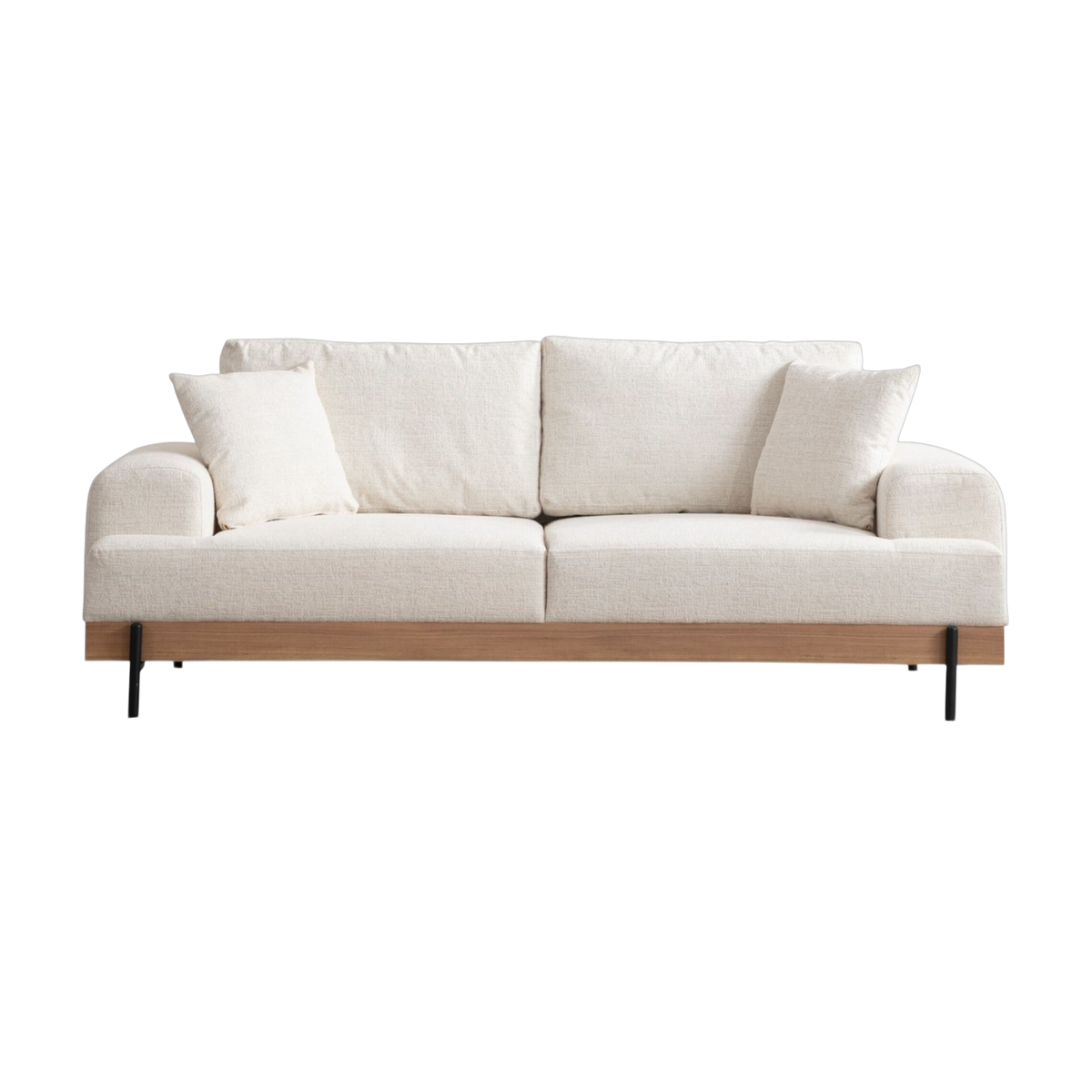 Divano in tessuto bianco e legno base e 220x98x78cm Eti Oak 3 Seater - Home Design