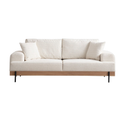 Sofá de tela blanca y madera e base es 220x98x78cm Eti Oak 3 Seater - Home Design
