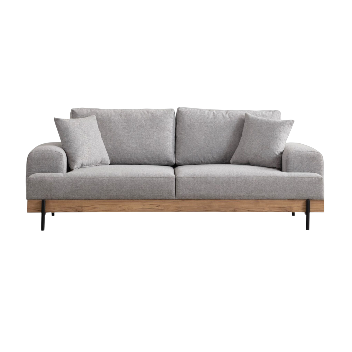 Divano in tessuto grigio e legno 220x98x78cm Eti Oak 3 posti - Home Design