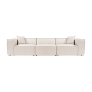White fabric sofa 303x108x65cm Lora 3 Seater - Home Design