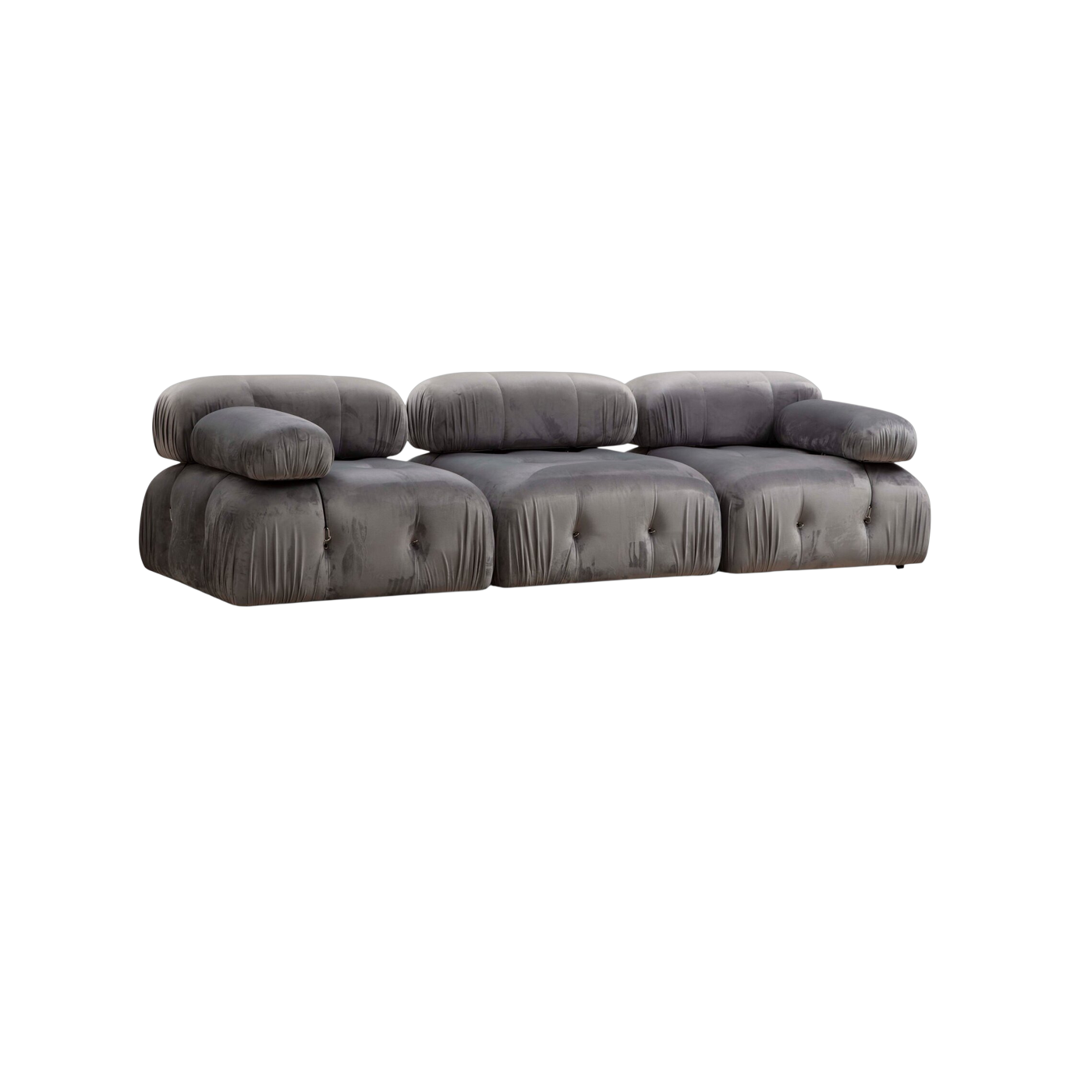 Divano in tessuto effetto velluto grigio scuro 288x95x75cm Bubble 3 Seater - Home Design
