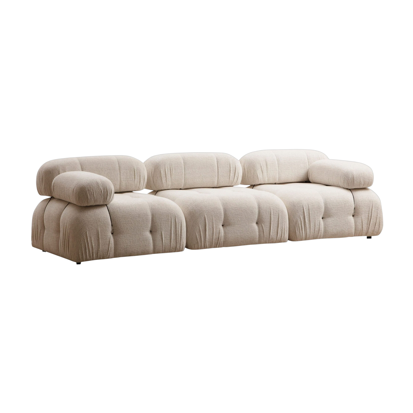 Divano in tessuto effetto bouclé color crema 288x95x75cm Bubble 3 posti - Home Design