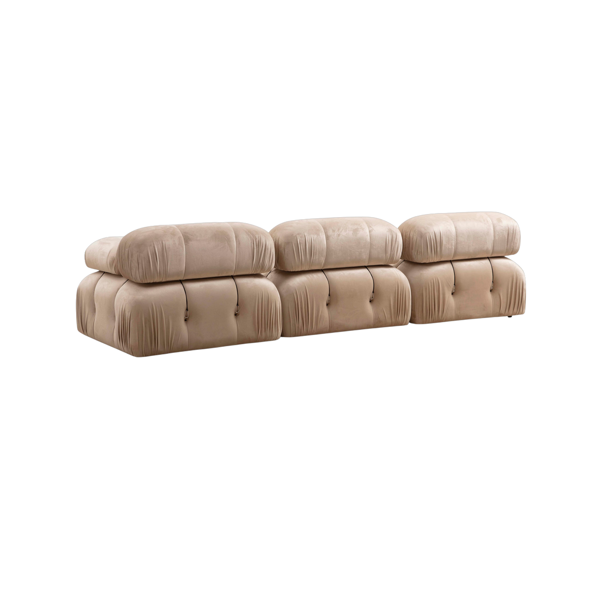 Divano in tessuto effetto velluto beige 288x95x75cm Bubble 3 posti - Home Design