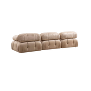 Beige velvet-effect fabric sofa 288x95x75cm Bubble 3 Seater - Home Design