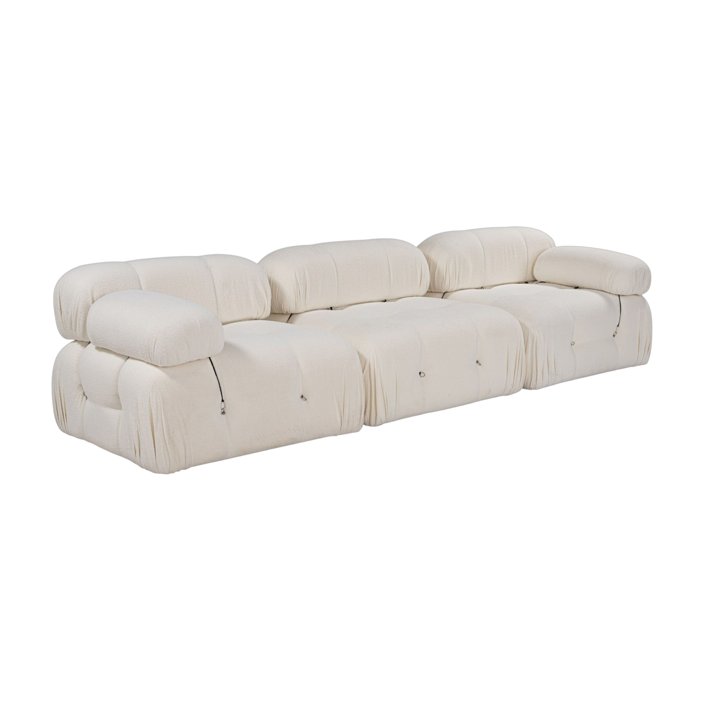Divano in tessuto effetto bouclé color crema 288x95x75cm Bubble 3 posti V2 - Home Design