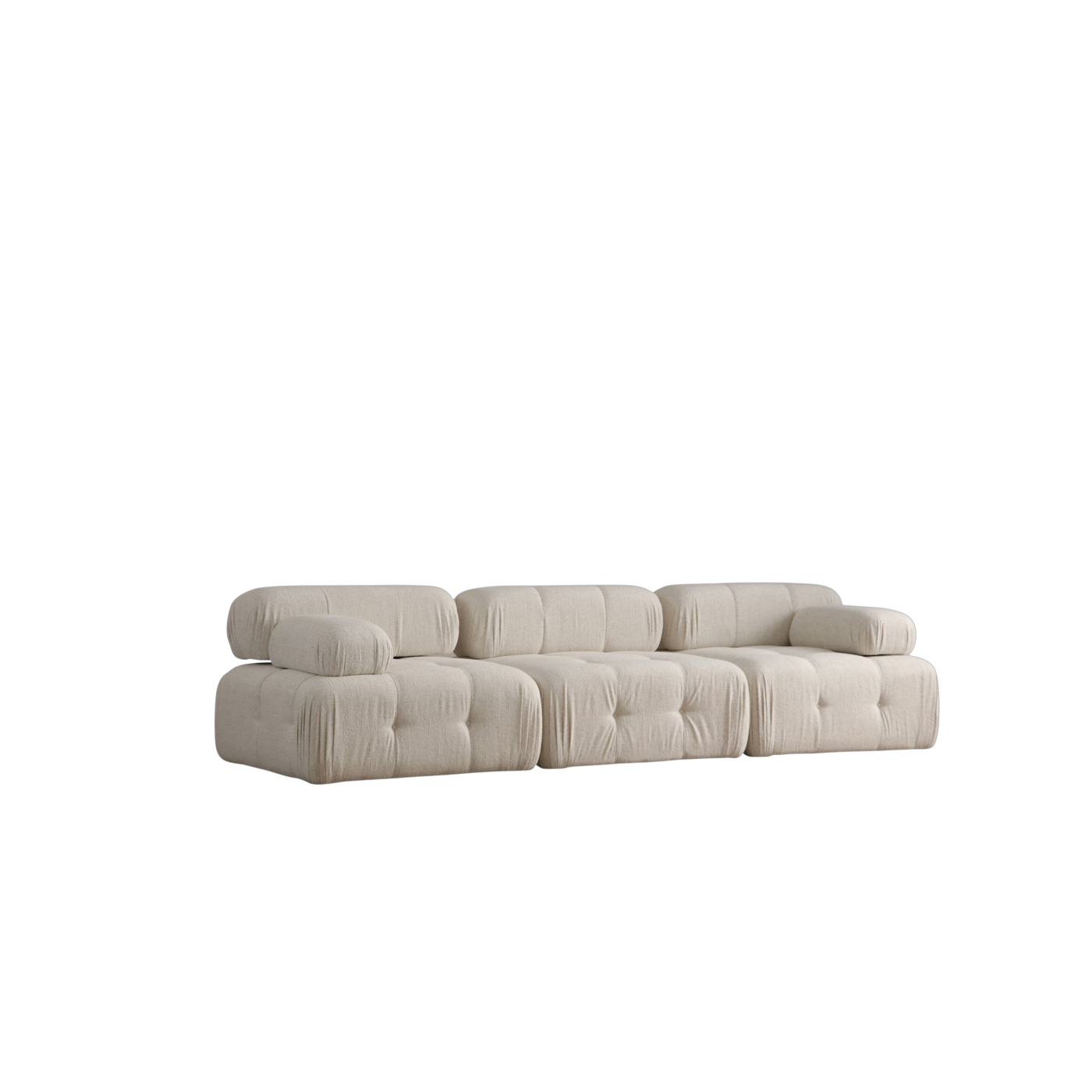 Divano in tessuto effetto bouclé beige crema 100x300x80cm Doblo - Home Design
