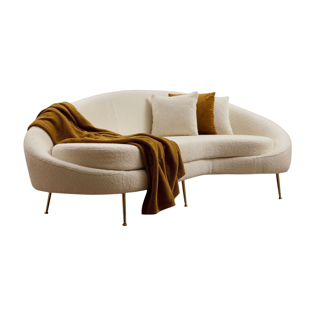 Divano in tessuto bouclé color crema 120x255x85cm Eses - Home Design
