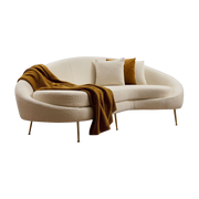 Cream bouclé fabric sofa 120x255x85cm Eses - Home Design